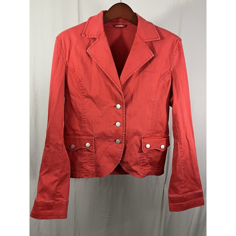 Unionbay Red Blazer Jacket Corduroy Y2K Size M/L Bell Sleeve *READ For Size*